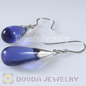 925 Sterling Silver European Style Earring Dangle Blue Carnelian Stone