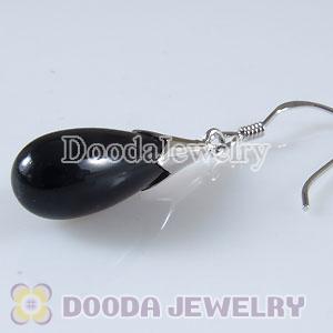 925 Sterling Silver European Style Earring Dangle Black Carnelian Stone