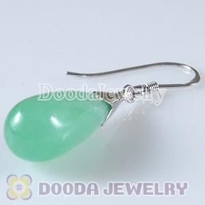 925 Sterling Silver European Style Earring Dangle green bowlder Stone