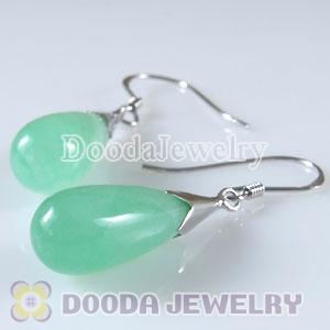 925 Sterling Silver European Style Earring Dangle green bowlder Stone