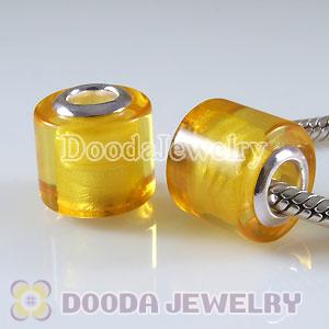 Wholesale Amber Charm Glass Beads Silver Plated Alloy Core