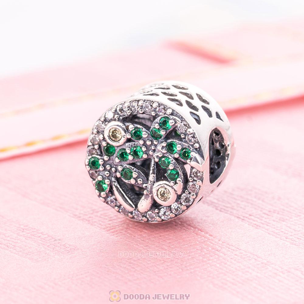 Green Cubic Zirconia Coconut Tree Charm