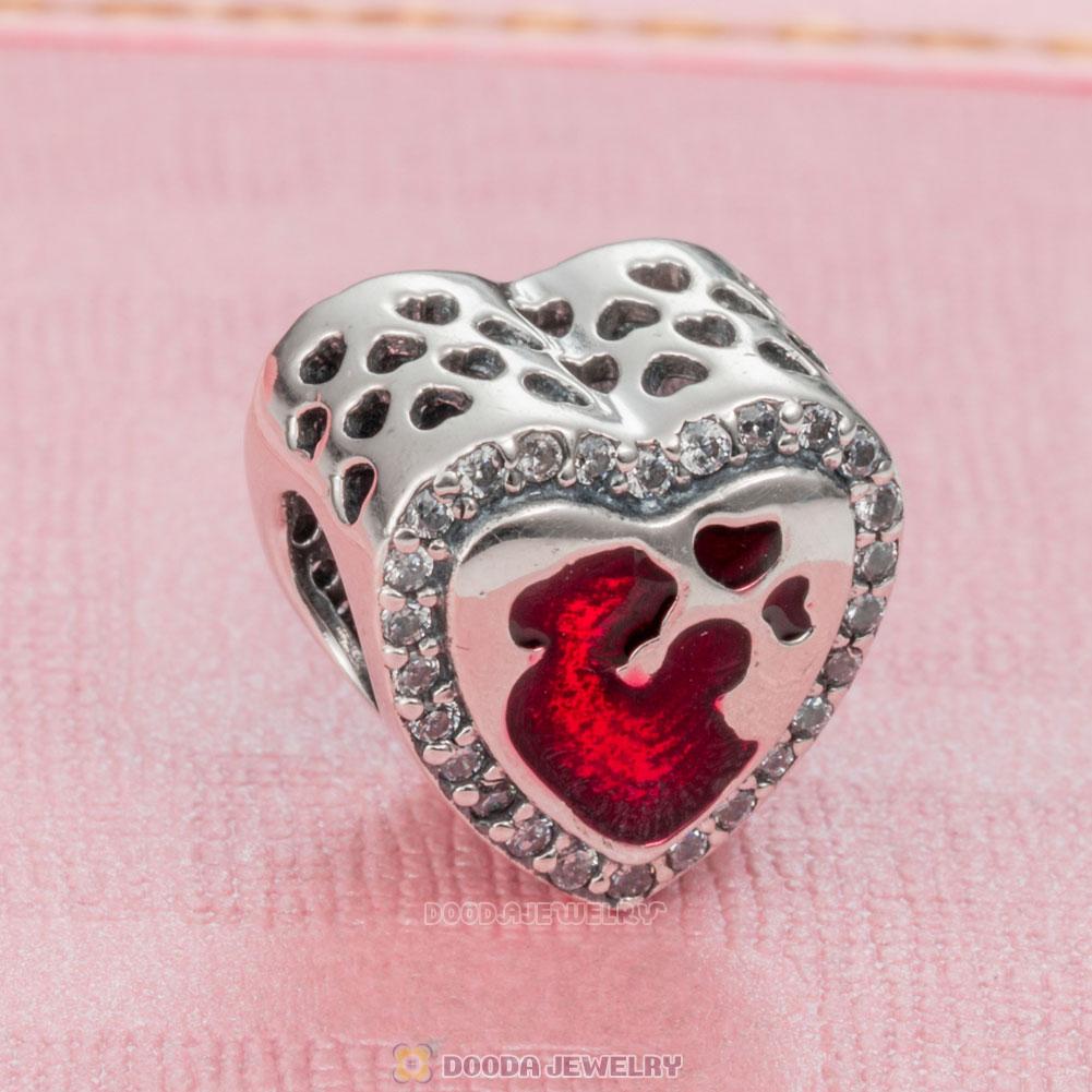 Mother Baby Love Charm with Red Enamel