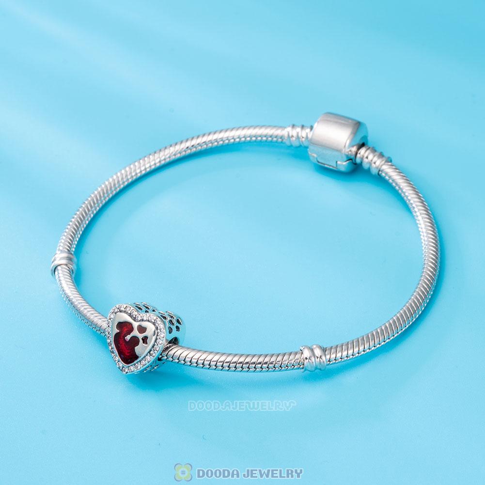 Mother Baby Love Charm with Red Enamel