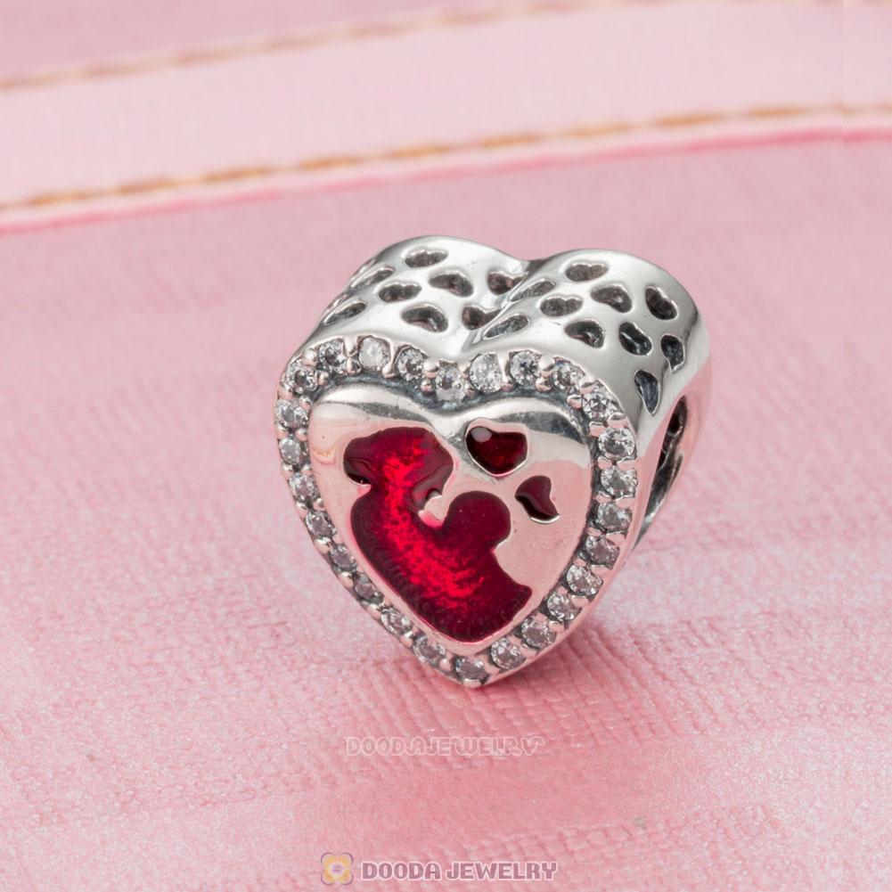 Mother Baby Love Charm with Red Enamel