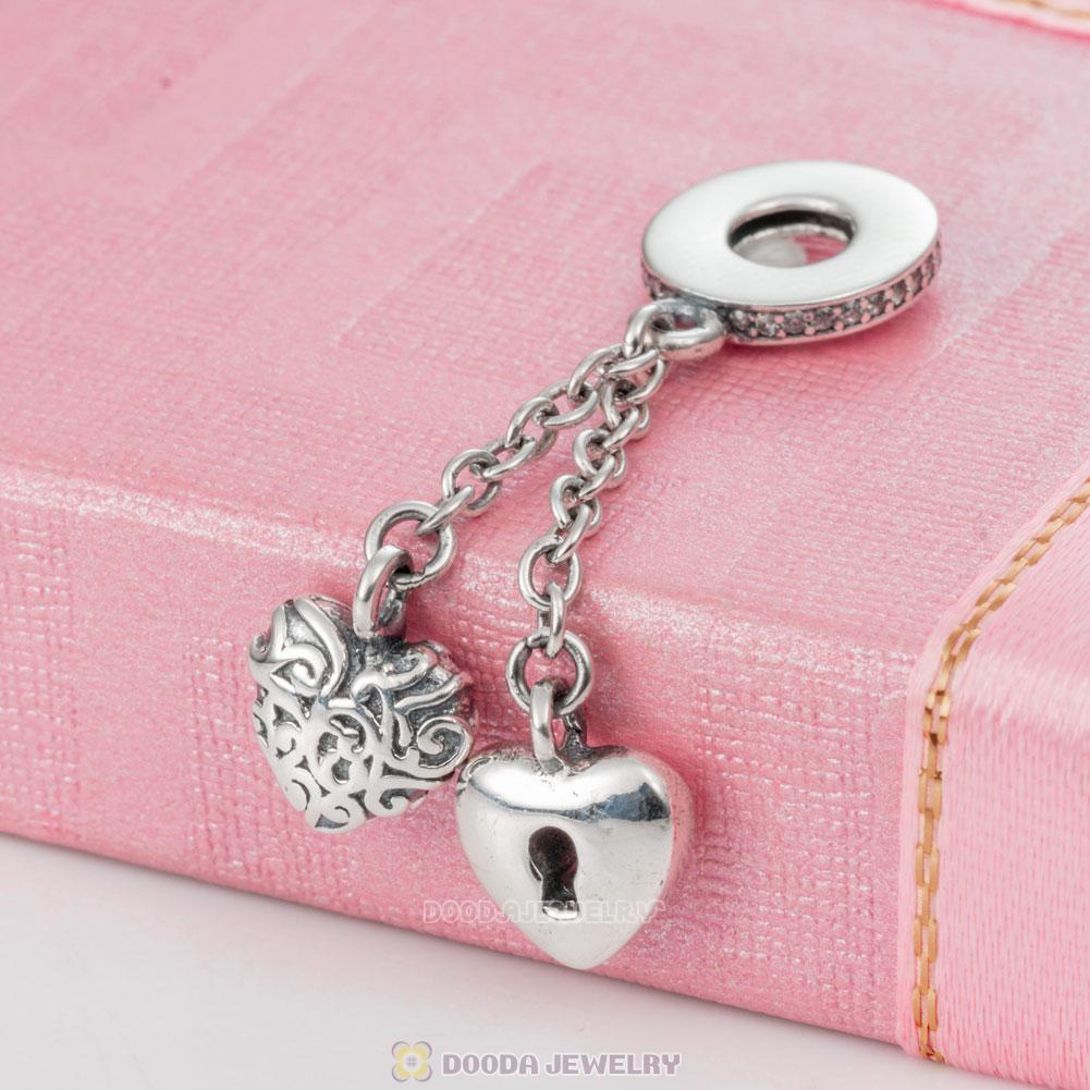 Lock and Heart Charm Pendant for Valentines
