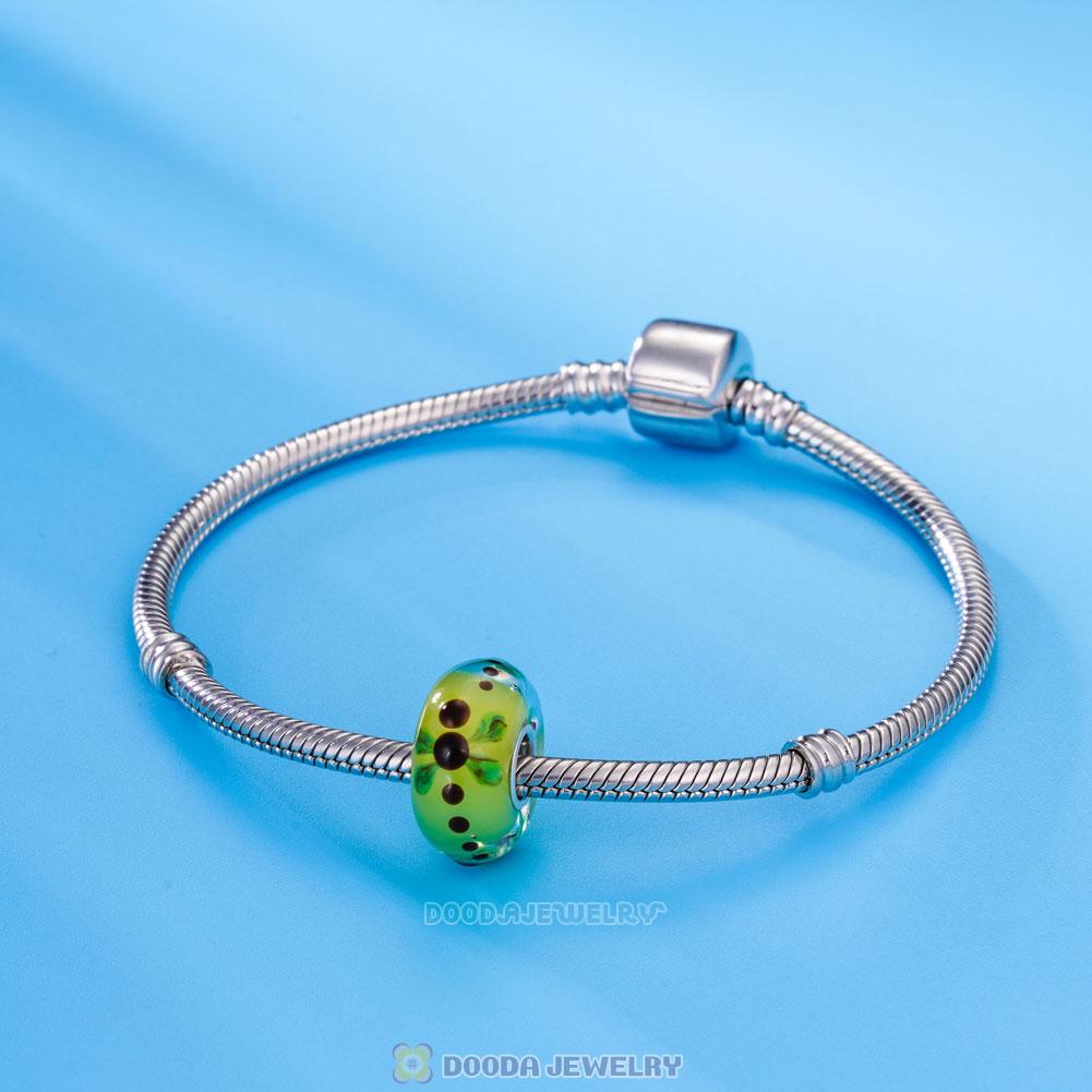 Handmade European Style Dragonfly Green Charm Glass Beads