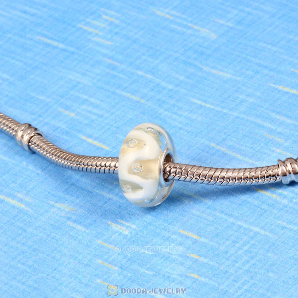 Handmade European Style Drops of White Charm Glass Beads