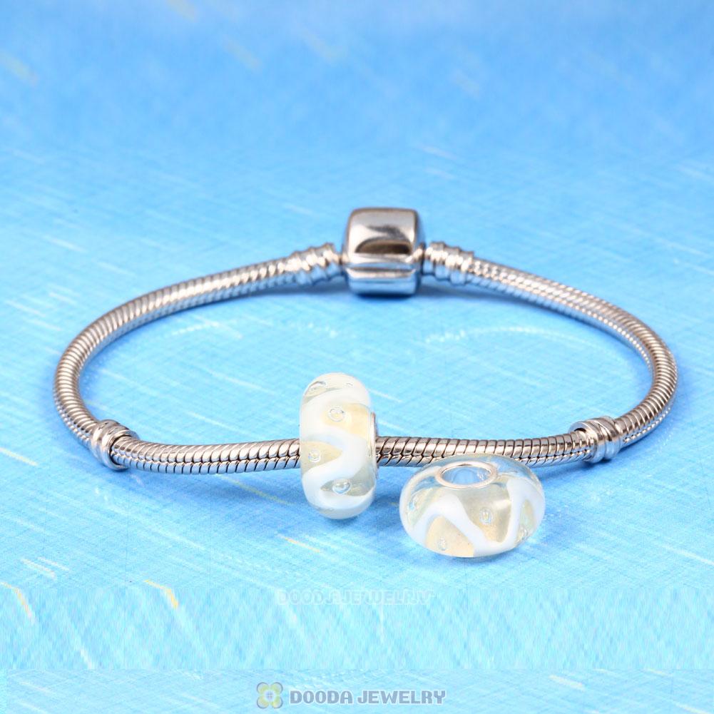 Handmade European Style Drops of White Charm Glass Beads