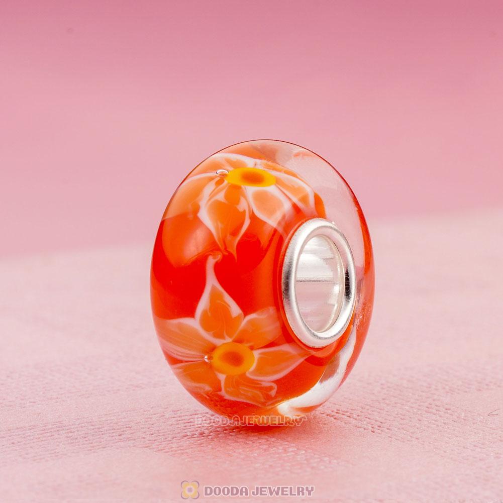 Handmade European Style Flowers of Grace Charm Glass Beads