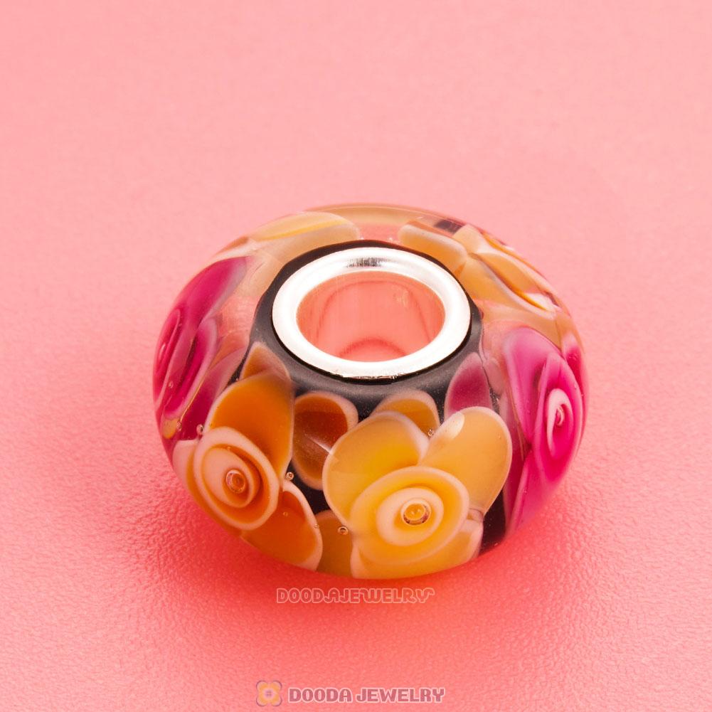 Handmade European Style Roses for Mom Charm Murano Glass Beads
