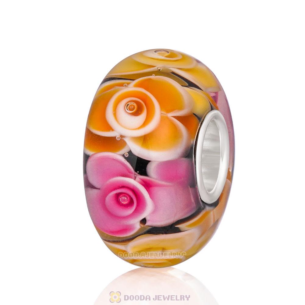 Handmade European Style Roses for Mom Charm Murano Glass Beads
