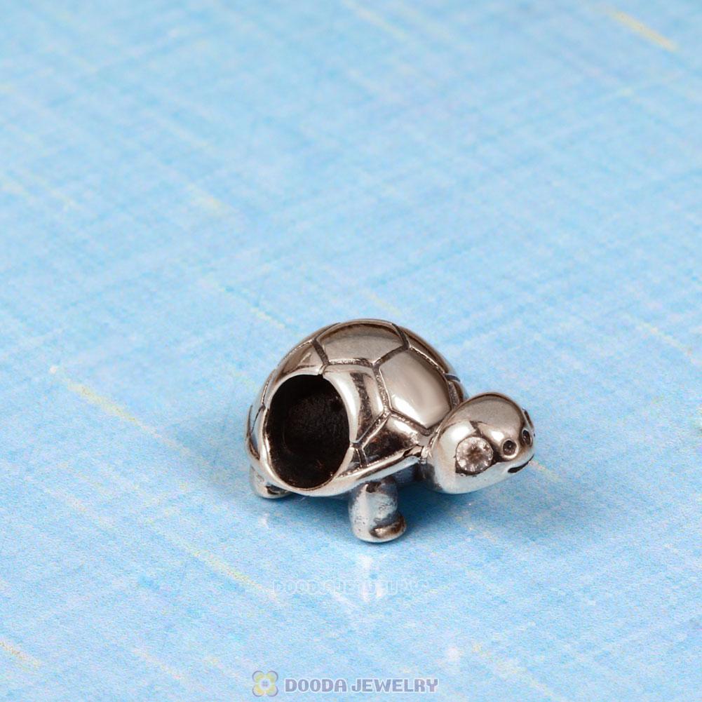 Bright Eyed Turtle Charm Clear CZ