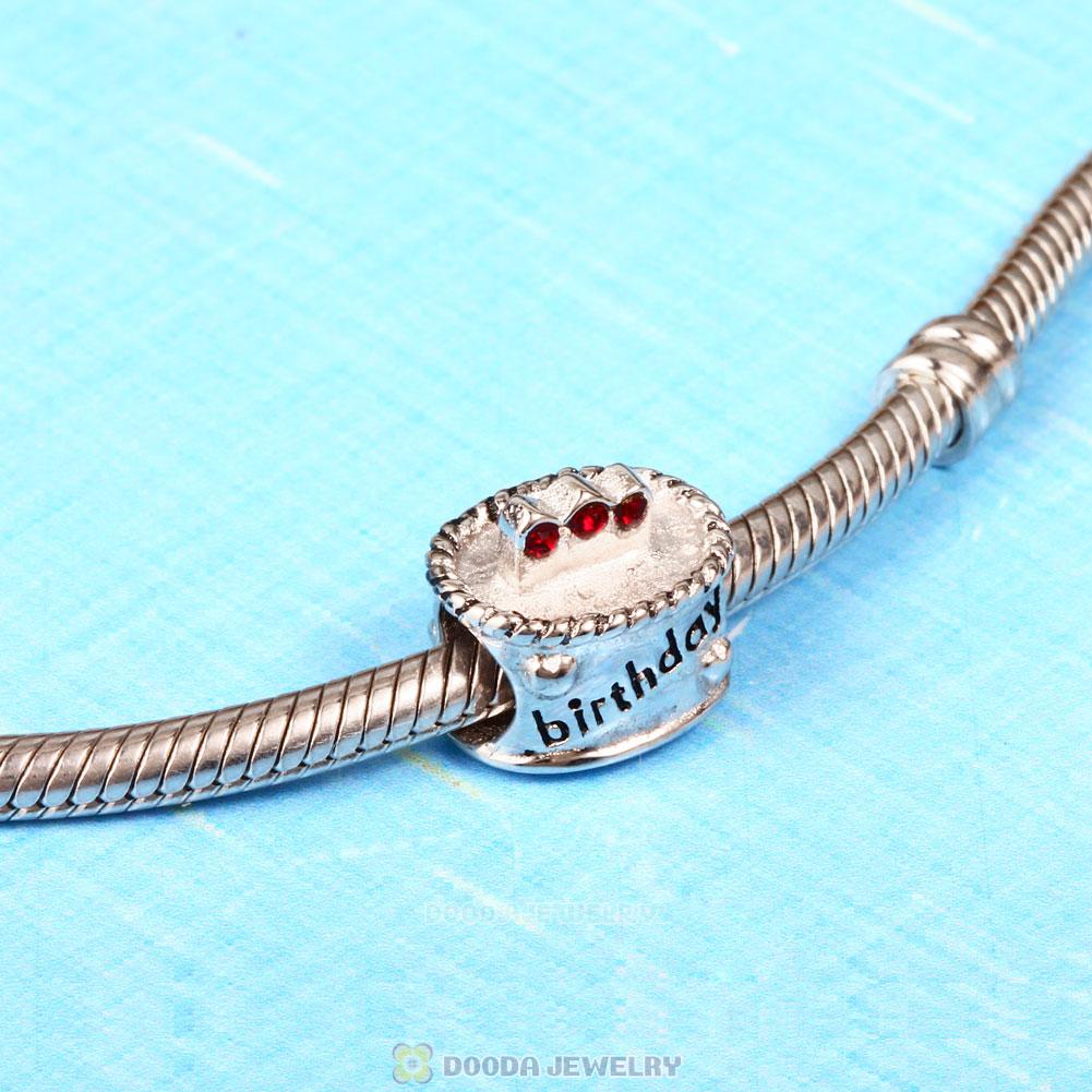 Birthday Cake Charm with Siam Austrian Crystal