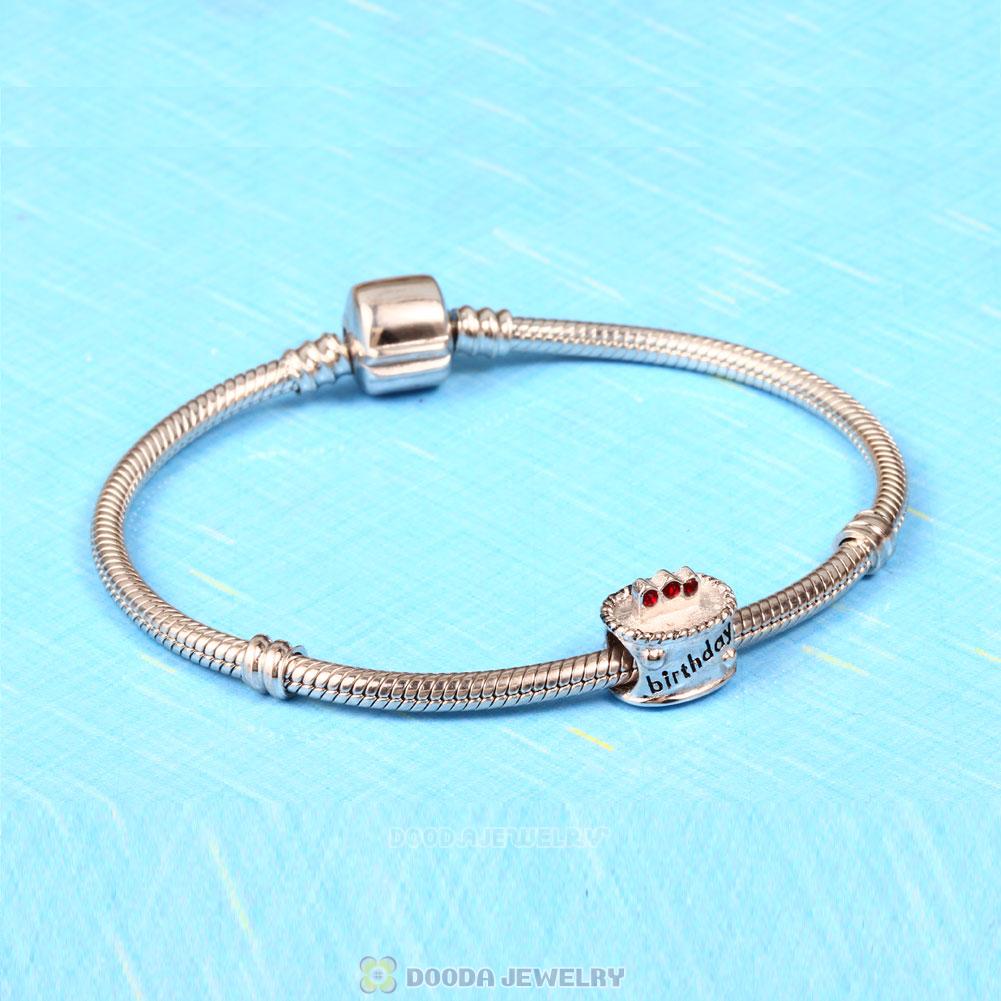 Birthday Cake Charm with Siam Austrian Crystal