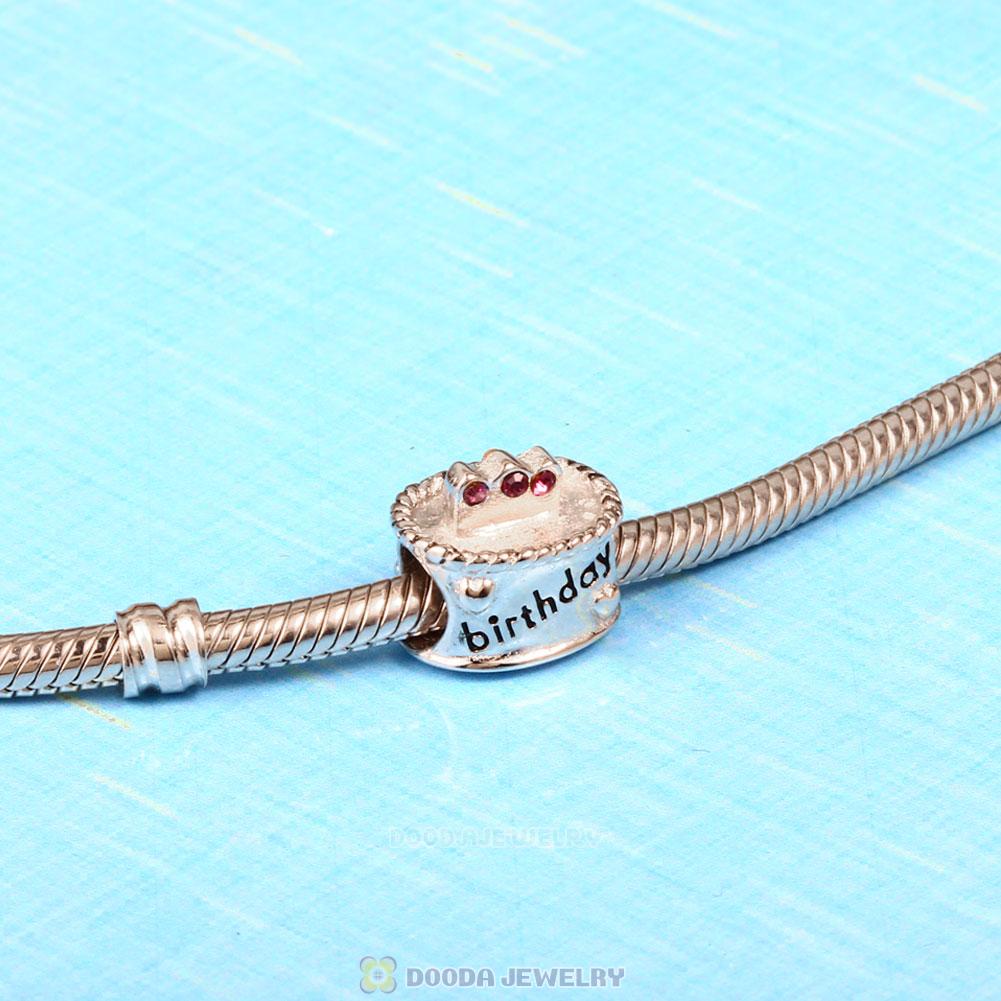 Birthday Cake Charm with Amethyst Austrian Crystal