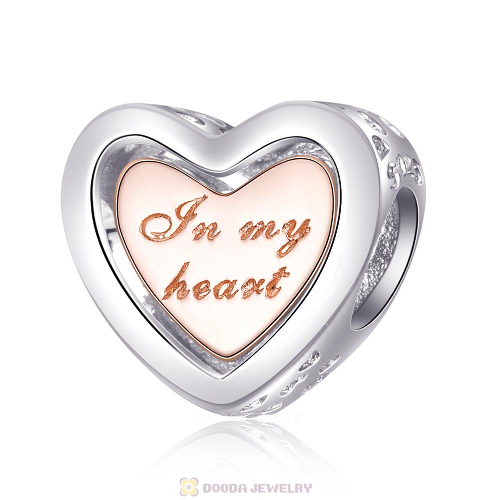 Sterling Silver and Rose Gold In My Heart Charm