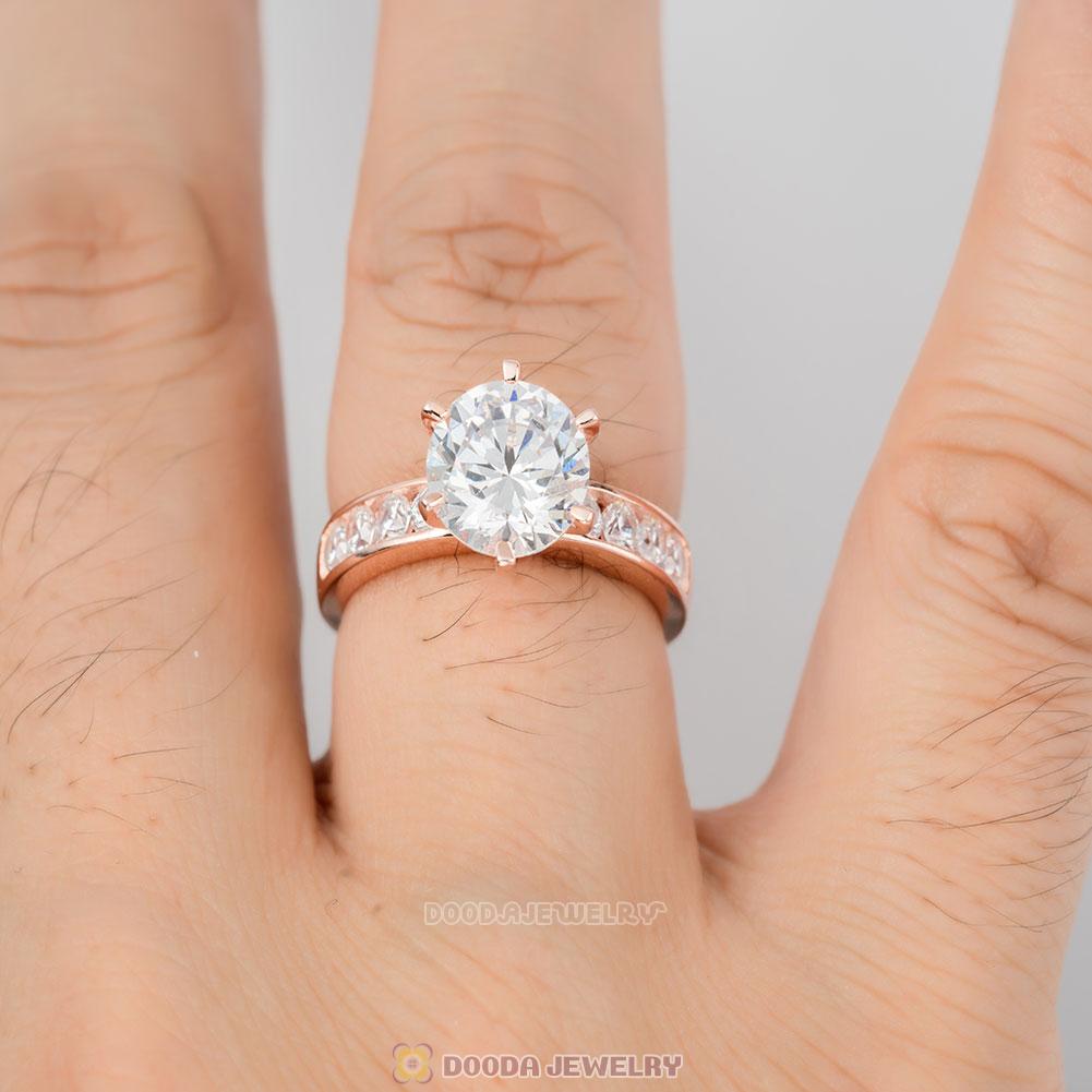 Rose Gold Shine Diamond Ring Clear CZ