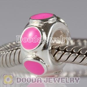925 Sterling Silver Enamel Pink StorycharmWheels Style Charm Beads