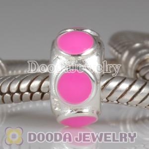 925 Sterling Silver Enamel Pink StorycharmWheels Style Charm Beads