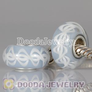 Environmental Lampwork Glass European Style Rope Beads with 925 sterling silver single core