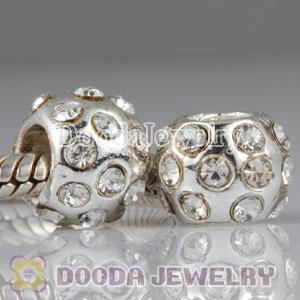 Wholesale European silver plated alloy metal beads with stone