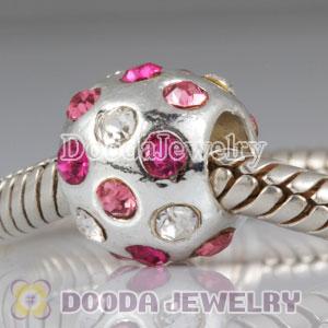 Wholesale European silver plated alloy beads with stone