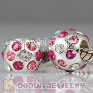 Wholesale European silver plated alloy metal beads with stone