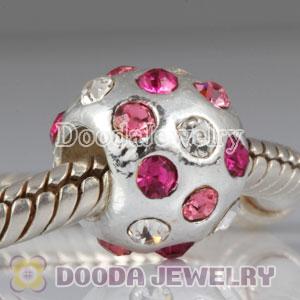 Wholesale European silver plated alloy metal beads with stone