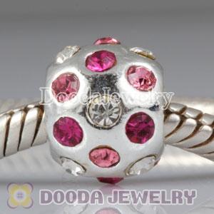 Wholesale European silver plated alloy metal beads with stone