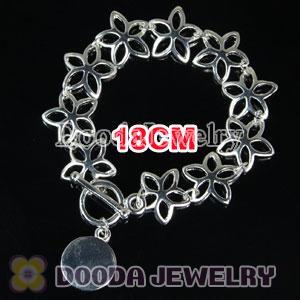 Wholesale 18CM Silver Plated Alloy Tscharm Jewelry Flower Bracelet Chain with IO Lock