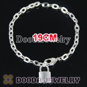 Wholesale 19CM Silver Plated Alloy Tscharm Jewelry Lock Bracelet Chain with Lobster Clip