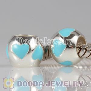 925 Sterling Silver European Style Beads Enamel Blue Loves