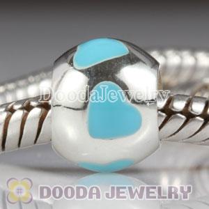 925 Sterling Silver European Style Beads Enamel Blue Loves