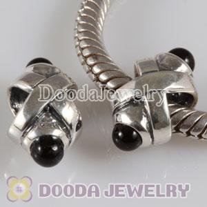 925 Sterling Silver Black Eye Charm Beads fit European Troll Bracelet