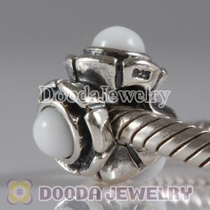 European Style Silver Beads with 3 White Eye CZ Stone