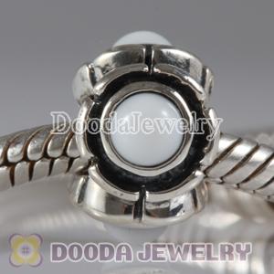 European Style Silver Beads with 3 White Eye CZ Stone