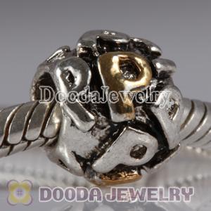 Wholesale Gold Plated Initial P European Style Alloy Charm Beads