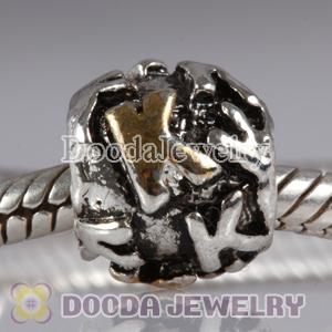 Wholesale Gold Plated Initial K European Style Alloy Charm Beads