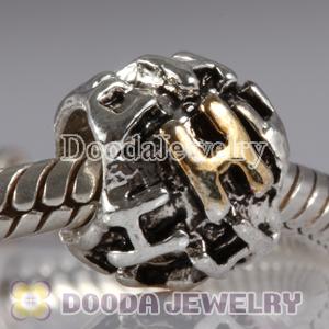 Wholesale Gold Plated Initial H European Style Alloy Charm Beads