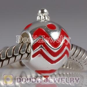 European Style Christmas Ball Beads Enamel Red Charms