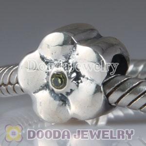 925 Sterling Silver European Style Daisy Charm Beads with Yellow Stone