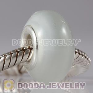 European Style White Cat Eye Lampwork Glass Beads in alloy double core
