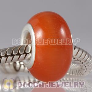 European Style Cat Eye Lampwork Glass Beads in alloy double core