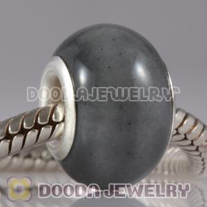 European Style Grey Ceramic Charm Beads in alloy double core