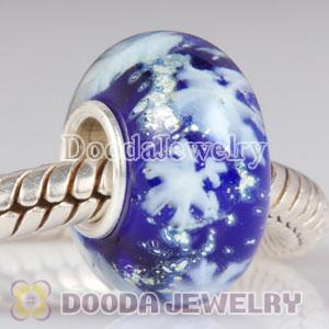 European Style Snowflake Glass Beads with Silver Shatter