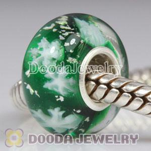 European Style Snowflake Glass Beads with Silver Shatter