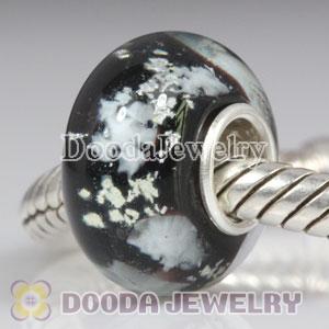 European Style Snowflake Glass Beads with Silver Shatter