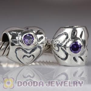 Largehole Jewelry Style Heart Charms with June Birthstone