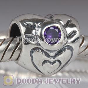 Largehole Jewelry Style Heart Charms with June Birthstone